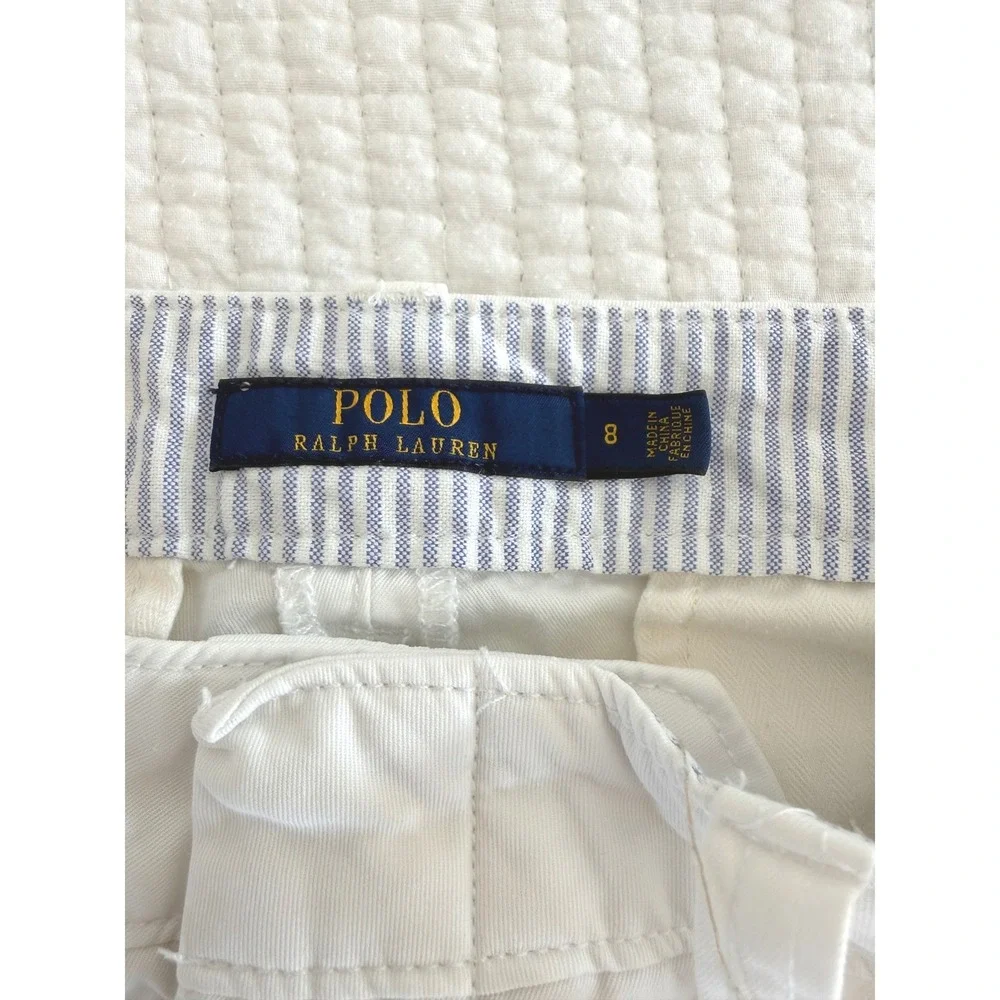 Polo Ralph Lauren Womens White Cotton Chino Pants Straight Leg Size 8 RN41381